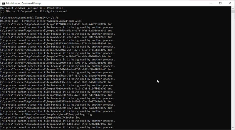 Command Prompt cung cấp cách nhanh chóng để xóa tệp tạm thời
