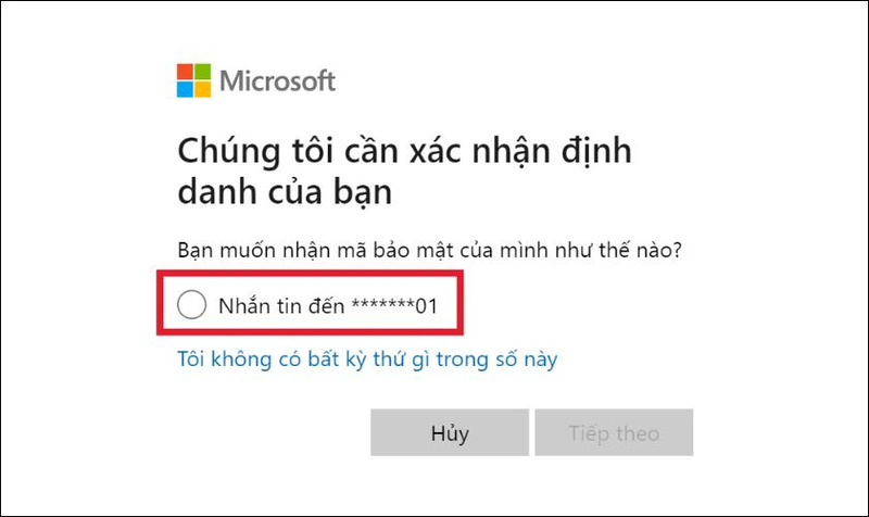 Nhập email Outlook và nhận mã xác thực.